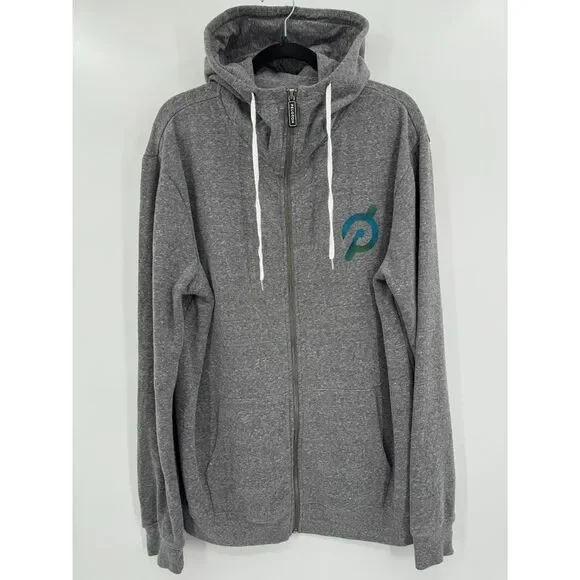 PELOTON Gray Full Zip Logo Hoodie Sweater Size L